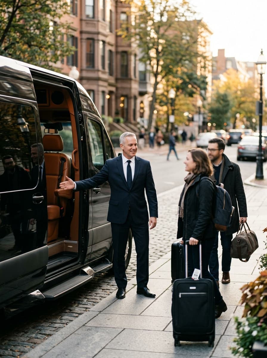 Boston Sprinters chauffeur assisting passengers
